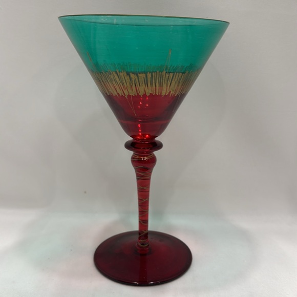 Vintage Pier 1 One Cofetti Hand Blown withh Gold Hand Painted. 8” tall x 5” Rim - Picture 7 of 7